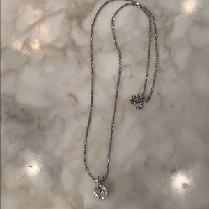 Beautiful costume solitaire on pretty silver chain